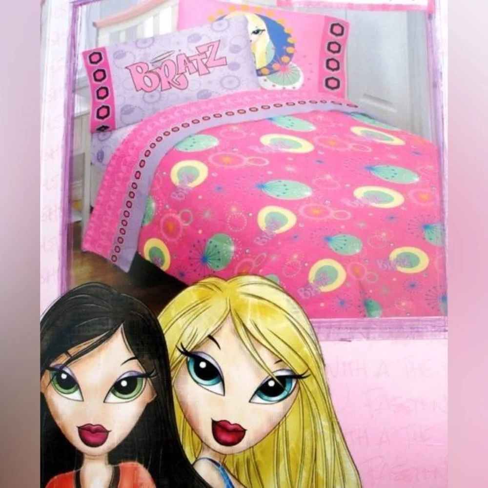 Y2K BRATZ Girl Dolls Hot Pink Starburst Preppy KidCore Twin Full Fleece Blanket